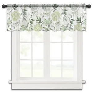 Rideau feuilles succulentes carrelées chambre Voile fenêtre courte en mousseline de soie rideaux pour cuisine décor à la maison petits rideaux en Tulle