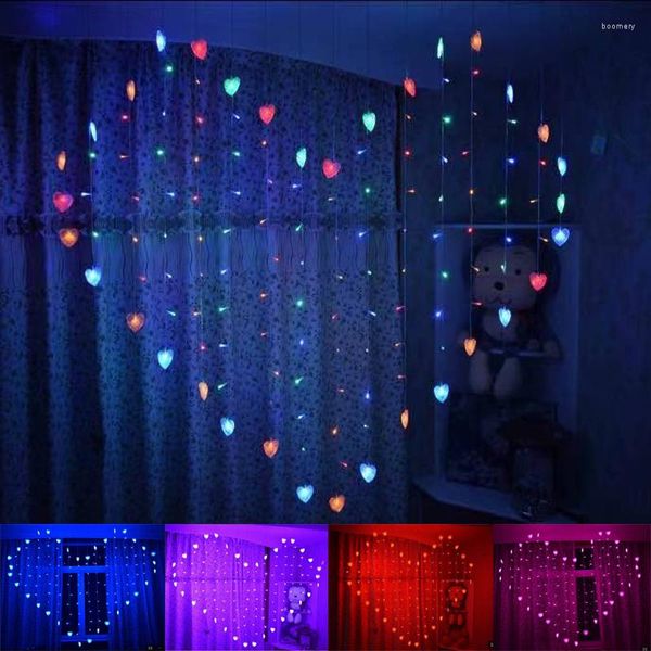 Rideau LED rideaux lumineux lumières en forme de coeur conte de fées chaîne accessoires suspendus DC5v USB