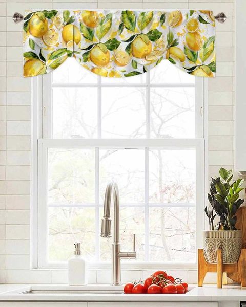 Rideau citron feuilles aquarelle fenêtre salon de cuisine armoire de cuisine camourette de cam pochette