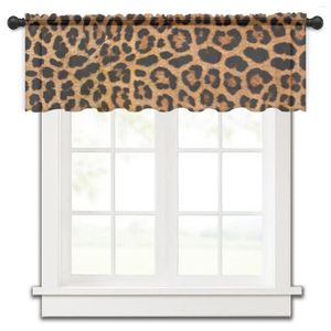 Cortina con textura de leopardo, tul para cocina, ventana pequeña, cenefa transparente corta para dormitorio, sala de estar, decoración del hogar, cortinas de gasa