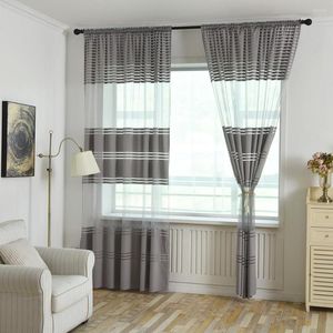 Cortinas transparentes de café negro claro para sala de estar, dormitorio, cocina, hogar, gasa a rayas decorativas, semi tul en cortinas para ventanas