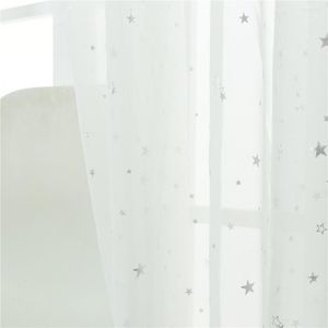 Rideau Lumière Brillant Ruban Étoile Blanc Sheer Tulle Fenêtre Rideaux Pour Salon Chambre Moderne Fil Enfant Drapé