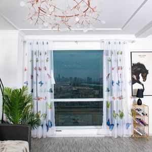 Rideau Transmission de la lumière imprimé rideaux de tige d'usure moderne papillon coloré pour la décoration de salon décor à la maison