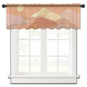 Gordijnlijn Abstract berglandschap Zon Klein raam Valance Pure korte slaapkamer Home Decor Voile gordijnen