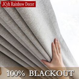 Rideau Lin Texture 100% Blackout s pour Chambre Long Salon Fenêtre s Isolation Thermique Stores Panneaux Rideaux 230510