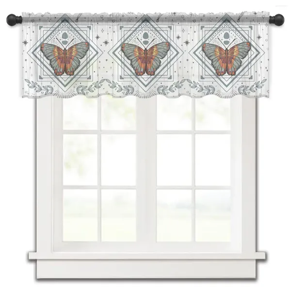 Lignes de rideaux papillons étoiles diamants feuilles petite cantonnière de fenêtre pure courte chambre décor à la maison rideaux de Voile