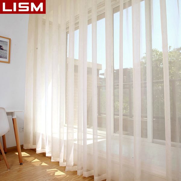 Vorhang LISM Beige Tüll Gardinen für Wohnzimmer Dekoration Schlafzimmer Küche Weißer Voile Organza 230510