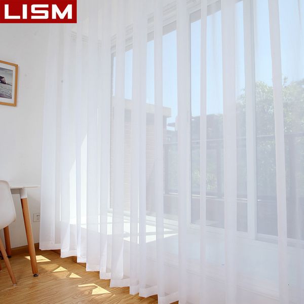 Rideau LISM en Tulle blanc uni, rideaux transparents pour décoration de salon, chambre à coucher, Voile de cuisine en Organza 230919