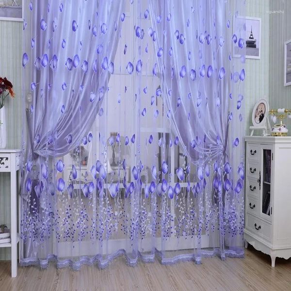 Rideau de décoration pour salon, fenêtre, balcon, chambre à coucher, motif imprimé Transparent