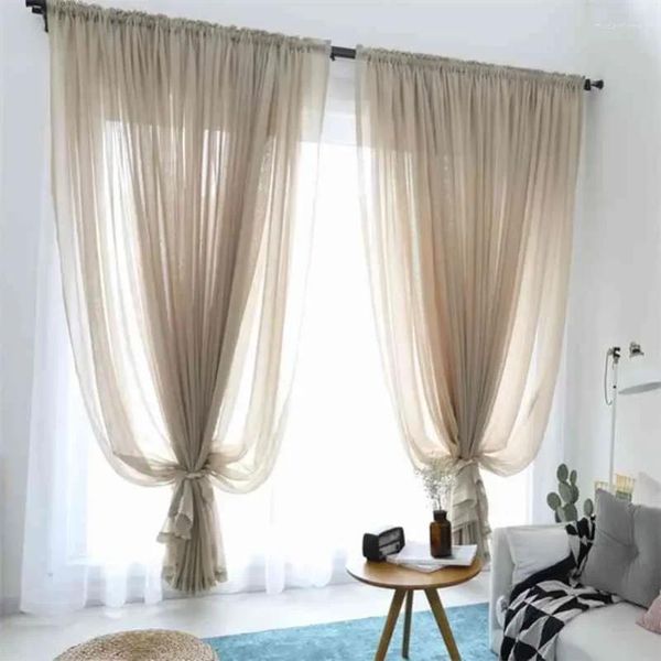 Cortina sala de estar ventana acabado tul cortinas de gasa transparente para cortinas de dormitorio