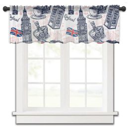 Gordijn London Big Ben Flag Tulle Kitchen Small Window Volant Sheer Short Bedroom Living Room Home Decor Voile Drapes