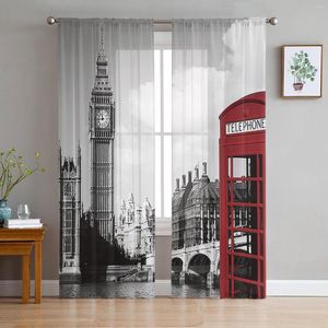 Gordijn London Phone Booth Tule Curtains for Living Room Sheer Slaapkamer Voile Children Organza Window Drapes