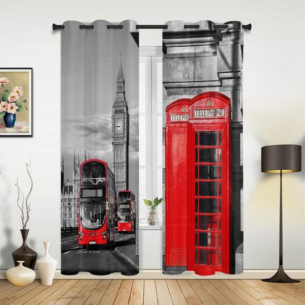 Rideau londres cabine téléphonique rideaux pour chambre salon rideaux cuisine enfants fenêtre moderne décor à la maison