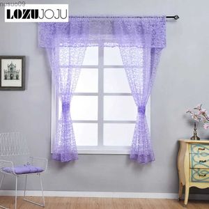 Cortina LOZUJOJU, cortinas cortas de Jacquard Floral, gran oferta, gotas de tul con límites para cocina, ventanas de tamaño pequeño, tela transparente