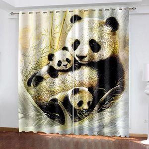 Rideau de luxe de luxe 3D rideaux pour le bureau de literie du salon décoration de panda en bambou vert