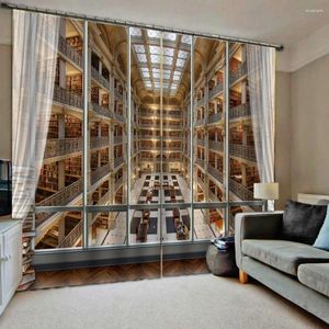 Gordijn luxe black -out 3D -raamgordijnen voor woonkamer slaapkamer Bookself Library