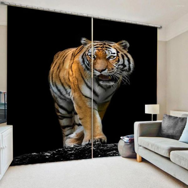 Rideau de luxe de luxe 3D rideaux de fenêtre pour la personnalité de tigre de chambre à coucher de salon