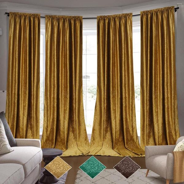 Cortina Cortinas de blanqueo de terciopelo triturado de lujo Drapes gruesas Sala de estar Termal Marruecos Asepavos Multi Cabeza múltiple