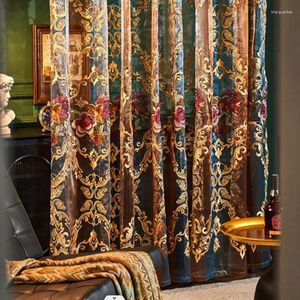 Rideau de luxe brodé en tissu à orgue brodé en tissu en tissu voile pour le salon drapes puits balcon de porte de chambre wp0063