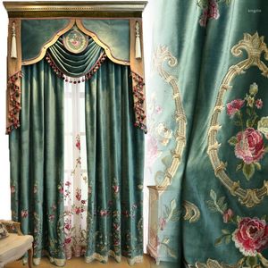 Curtain Luxury Floral Embroidered Curtains For Bedroom Living Room Darkening Velvet Sliding Glass Door Window Treatment Drapes