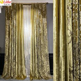 Cortina de lujo superior de terciopelo, cortinas térmicas para sala de estar, añadir forro, juego de dormitorio, tul Blackout, aislamiento antifrío, decoración de salón dorado