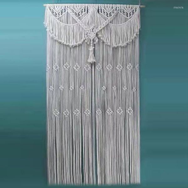 Cortina cortinas de macramé para ventanas/puertas hecho a mano bohemio dormitorio boda Po telón de fondo colgante de pared armario divisor de habitación