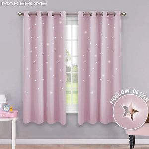 Rideau MAKEHOME étoiles creuses rideaux occultants pour enfants chambre salon trois couches tissus rideaux de fenêtre décor à la maison étoiles Tulle 231213