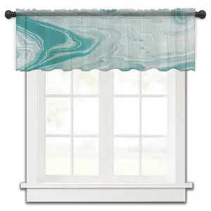 Rideau en mousseline de soie à pigments fluides de marbre, Voile de chambre à coucher Turquoise, pour fenêtre courte, pour la cuisine, décoration de la maison, petits rideaux en Tulle