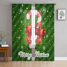 Cortina Feliz Navidad caramelo tul cortinas para sala de estar dormitorio cocina decoración gasa pura ventana cortina personalizada