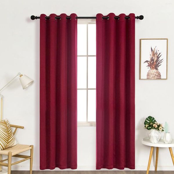 Rideau MERRYLIFE vin rouge 1 paire rideaux occultants pour salon chambre fenêtre traitement stores fini rideaux cuisine