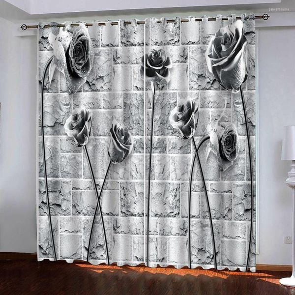 Cortina moderna 3D cortinas decoración rosa negra de pie fuera de la pared cocina sala de estar apagón