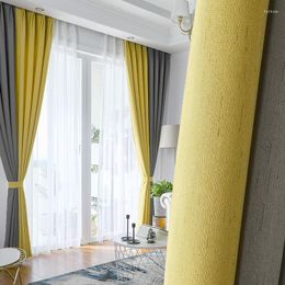 Tenda Tende oscuranti moderne per la decorazione del soggiorno Cuciture colore La camera da letto Grigio Blu Tende Rosa Giallo