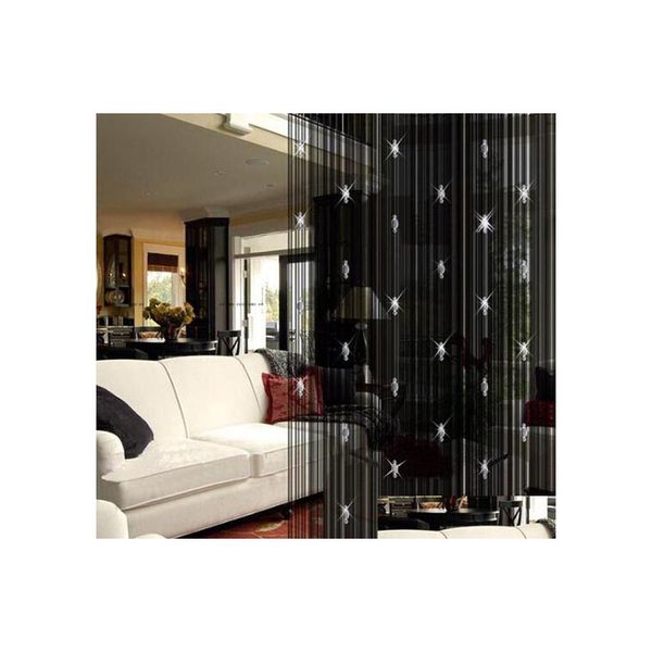 Cortina Cortinas opacas modernas para sala de estar con cuentas de vidrio Cadena de puerta Blanco Negro Café Cortinas de ventana Decoración Drop Delive Dhrc3