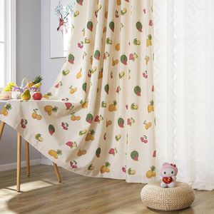 Rideaux Rideaux modernes pour salon salle à manger chambre Simple Polyester coton imprimé fruits frais rideau personnalisation du produit fini