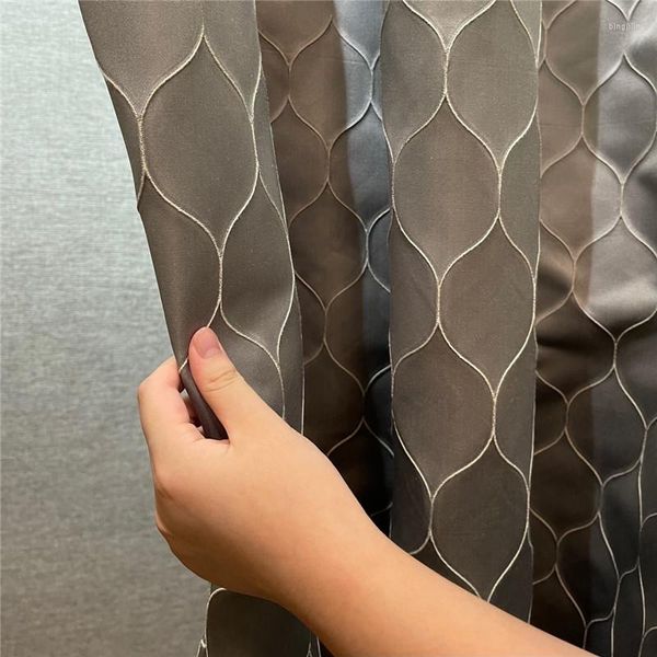Rideau moderne rideaux pour salon chambre luxe haute précision géométrique tentes rideaux crème solaire ombrage fenêtre personnalisé