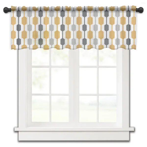 Rideau moderne géométrique hexagone court transparent fenêtre Tulle rideaux pour cuisine chambre décor à la maison petits rideaux de Voile