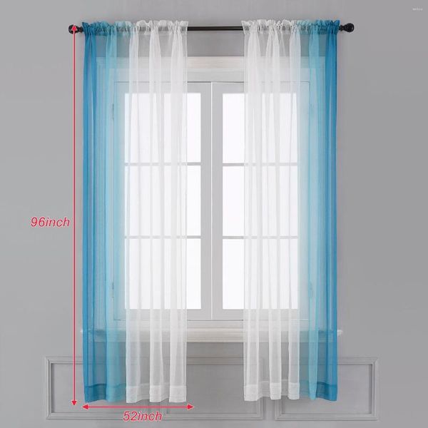 Cortina moderna de tul de Color degradado, cortinas para sala de estar, cocina, dormitorio, ventana decorativa para el hogar, gasa transparente