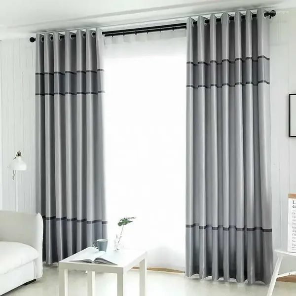 Cortina gris moderno cortinas opacas para dormitorio sala de estar tratamiento de ventana listo