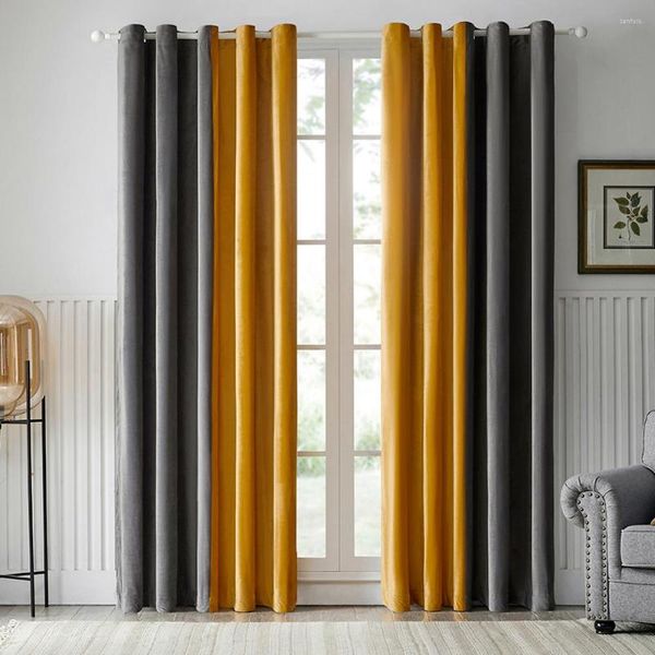 Rideau moderne gris jaune velours rideaux pour la chambre épisser les cousins du salon rideaux