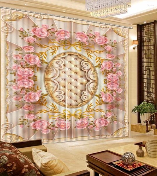 Rideau moderne luxe 3d rideaux rideaux pour chambre de vie de salon du bureau de la nuance fleurie en marbre fleur de fleur