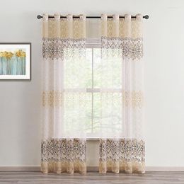 Rideau Moderne De Luxe Floral Sheer Tulle Fenêtre Rideaux Pour Salon Chambre Élégant Gris Tissu Rideaux