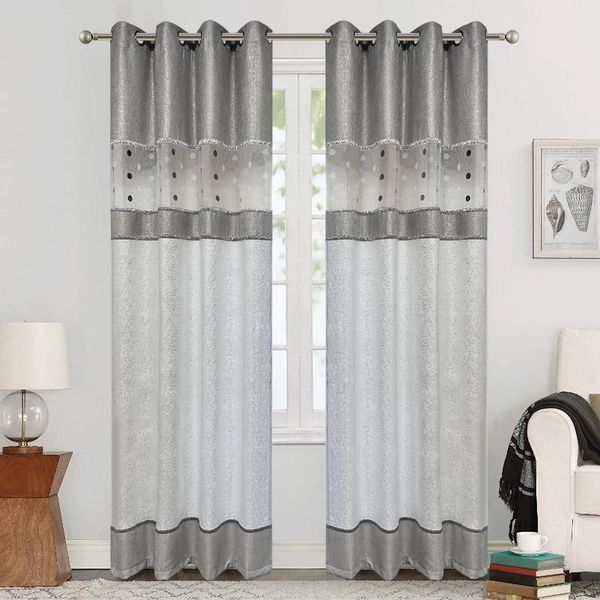 Rideau moderne Luxury Hollow Bird's Nest Centing Grey for Living Room Silver Jacquard Window Semi-Shading Blind # E