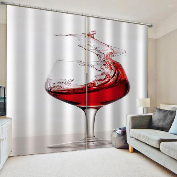 Cortina moderna de lujo vino tinto 3D sala de estar dormitorio Cortinas Blackout decoración para El hogar