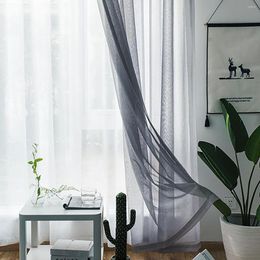 Rideau moderne nordique transparent Tulle fenêtre rideaux solide blanc gris noir criblage Voile rideaux salon décor à la maison couverture de meubles
