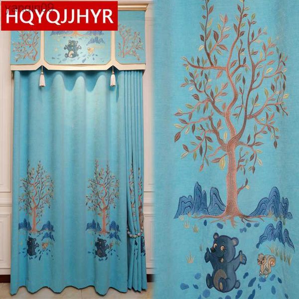 Rideau Moderne Pastorale De Luxe Dessin Animé Brodé Rideaux Occultants Pour Chambre D'enfants Chambre Avec Voile De Haute Qualité Rideau Pour Chambre De Fille HKD230821