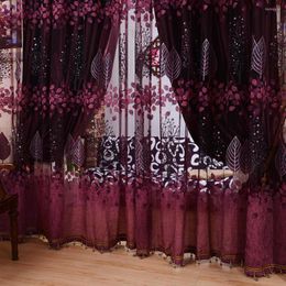 Gordijn moderne kamer blad bloemen tule raam screening drape sjaals rd rd