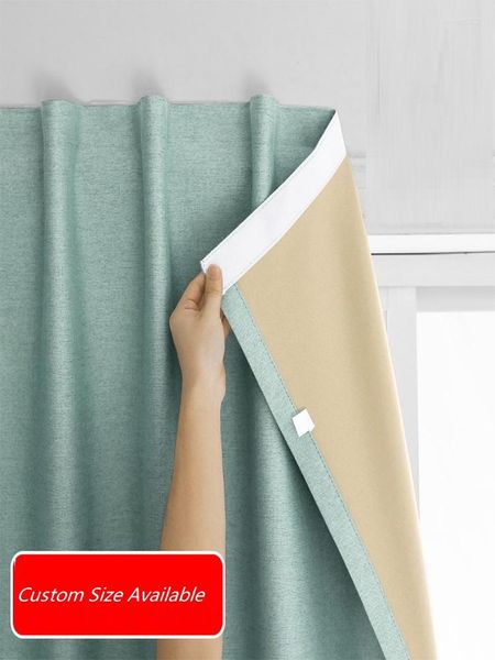 Cortinas opacas autoadhesivas modernas para sala de estar, dormitorio, Color sólido nórdico, agujeros simples, cortinas para ventanas, fácil de instalar