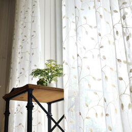 Rideau Moderne Simple Pays Fenêtre Écran Feuille Impression Américain Exquis Brodé Pour Salon Chambre