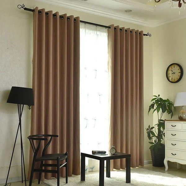 Rideau moderne couleur unie simple slub rideaux de coton haute précision pleine précision el el en gros