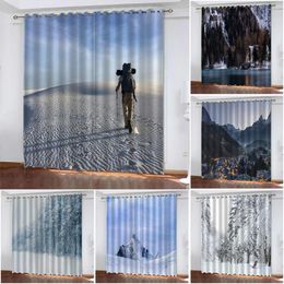 Rideau moderne neige scène impression 3D chambre salon ombre Cortinas De Sala montagne rideaux occultants